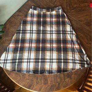 Plaid A-Line Skirt - Black, Brown, Cream